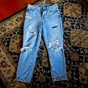 H&M high waist lightwash distressed jeans size 6